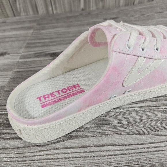 Tretorn Lace up Sneaker Mules Easy Nylite Canvas Pink/White Dye Women's Sz 9 NEW - Picture 15 of 16